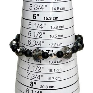 Black Onyx (AA) Matte 6mm and Black Crystals Stretch Beaded Bracelet Handmade